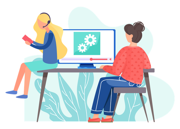 Creadoras de contenido femeninas trabajando juntas  Ilustración