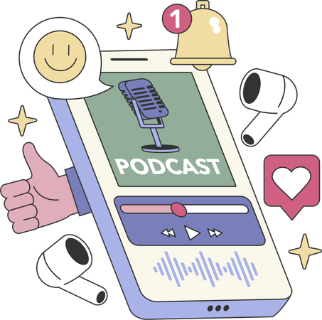 Creando podcasts en línea  Ilustración