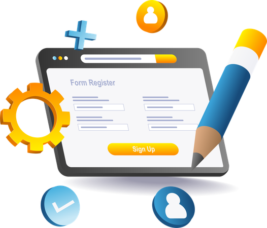 Create an online register with a tablet  Illustration