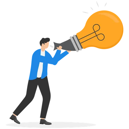 Create New Idea Creativity Innovation To Solve Problem Idea Development Or Invention Imagination Or Motivation To Think About Solution Concept Businessman Inflate In Big Lightbulb Idea Illustration