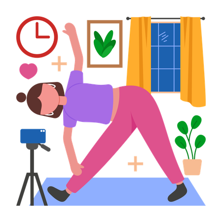 Créateur de contenu de yoga créant du contenu de yoga  Illustration