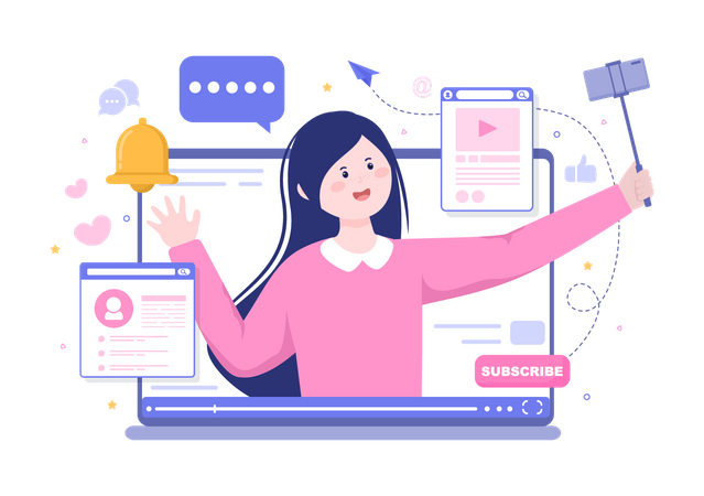 Créateur de contenu enregistrant une vidéo  Illustration