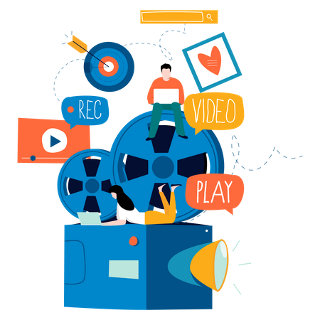 Créateur de contenu enregistrant une vidéo  Illustration