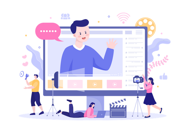 Créateur de contenu réalisant une vidéo  Illustration