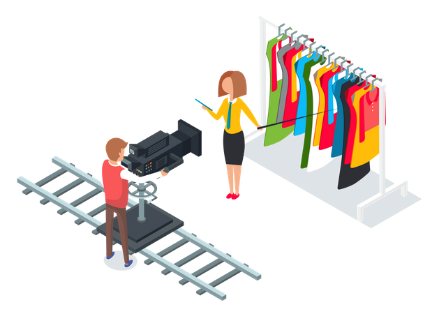 Créateur de mode faisant du vlogging de vêtements  Illustration