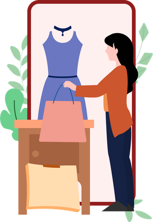 Créateur de mode vendant des robes en ligne  Illustration