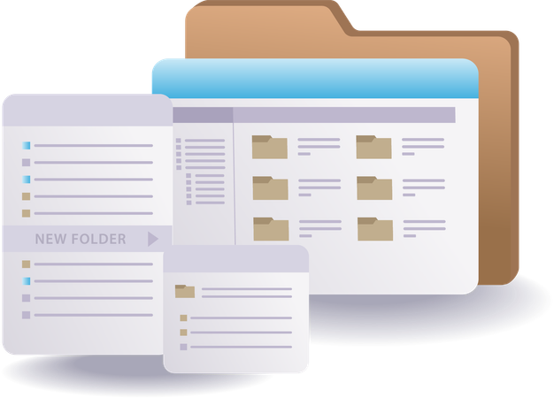 Creating a new folder on a computer  Illustration