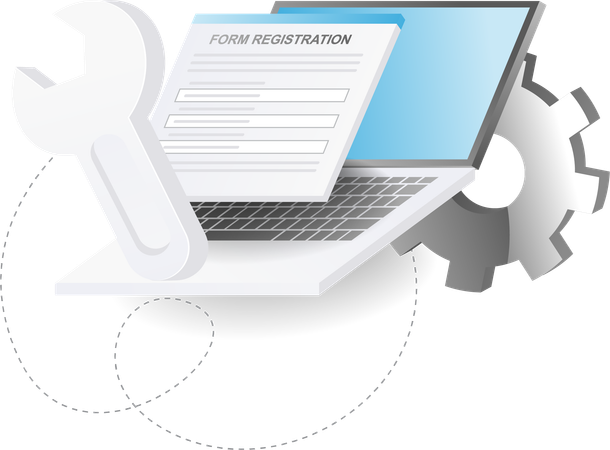 Creating a registration form with a computer  Illustration