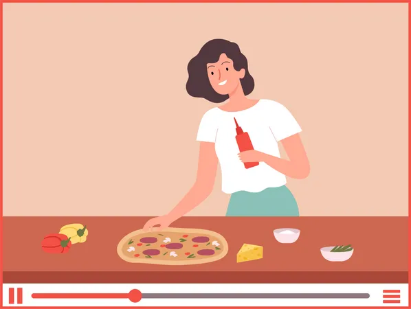 Creating food cooking tutorial video  Illustration