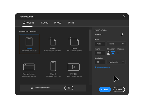 Creating New Document in Graphics Editor  Illustration