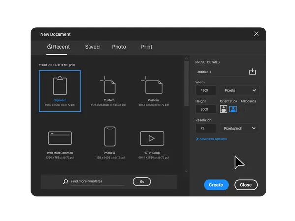 Creating New Document in Graphics Editor  Illustration