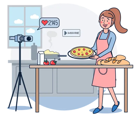Vidéo de tutoriel sur la création de plats cuisinés  Illustration