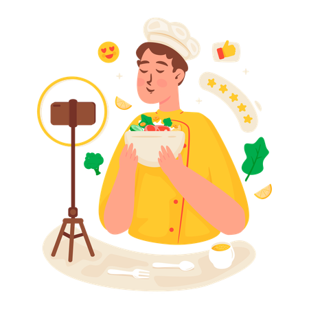 Créer du contenu culinaire pour le public  Illustration