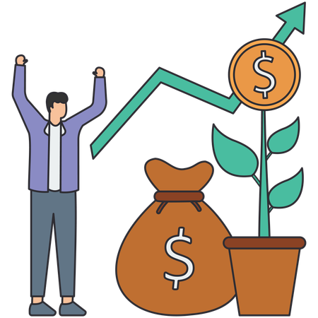 Création de richesse Argent ou dépôt financier  Illustration