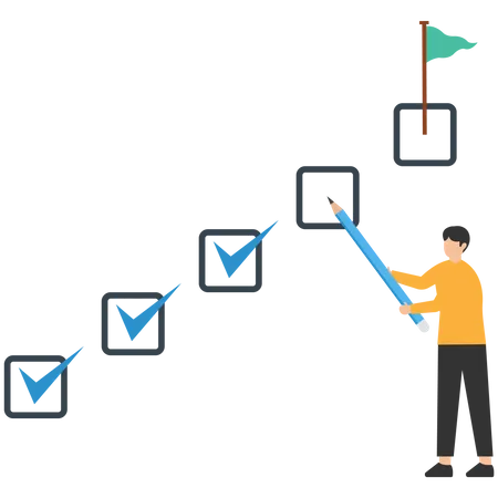 Homme faisant la planification de projet  Illustration