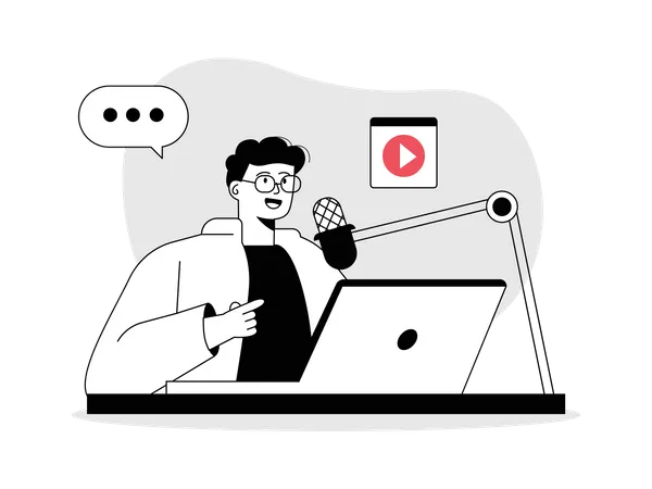 Homme faisant une vidéo YouTube  Illustration