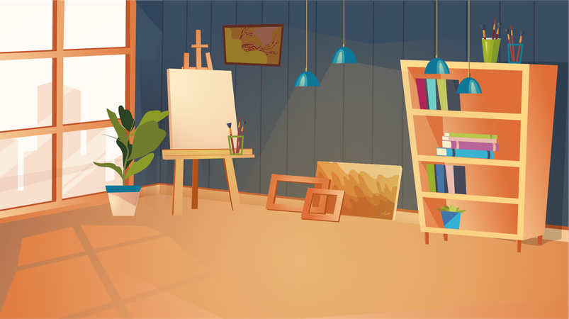 Creative Art Studio Interior Illustration