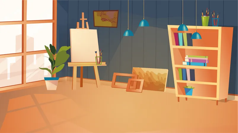 Creative Art Studio Interior  Illustration