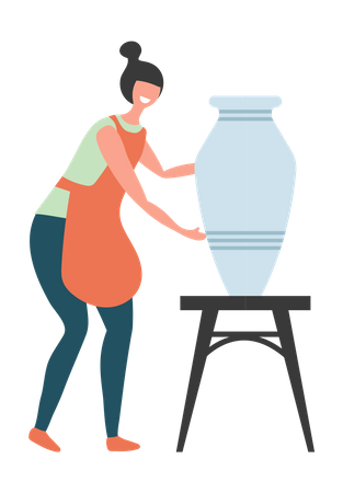 Creative artist making pottery  Illustration