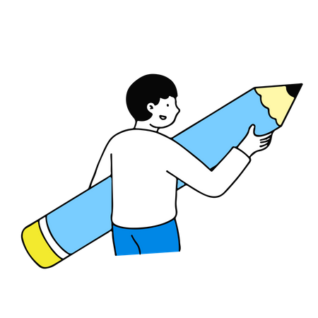 Creative blogger hold big pencil  Illustration