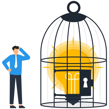 Creative Bulb inside the cage  Illustration