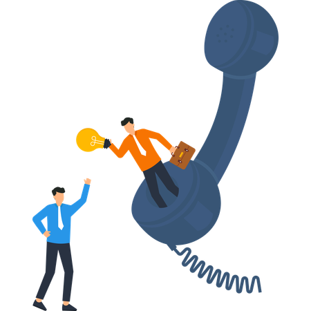 Creative  Businessman with Lightbulb on Telephone Idea and Communication  Illustration
