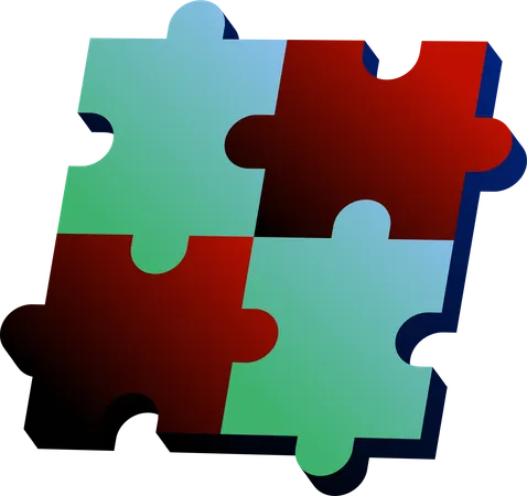 This Icon Illustrates The Concept Of Networking And Integration Within A Creative Or Digital Workspace Symbolized By Interconnected Puzzle Pieces In Primary Colors イラスト