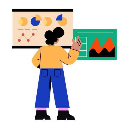 Creative designer working on analysis  Illustration