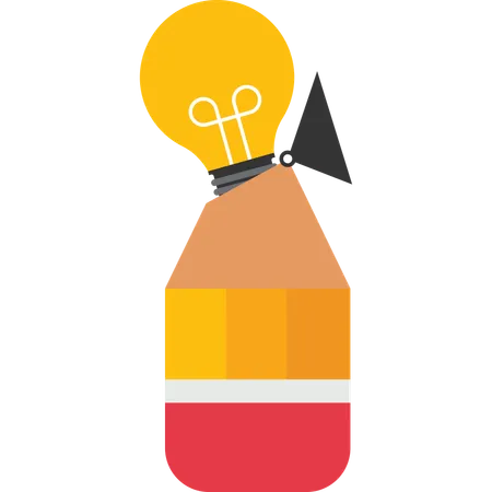Question Creative Idea Imagination Writing Skill Or Learning And Education Concept Bending Pencil As Q With Bright Lightbulb Idea Illustration