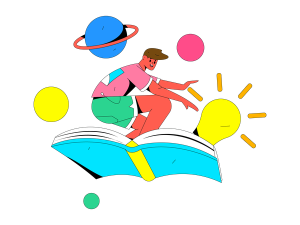 Creative ideas are caught from book reading  Illustration