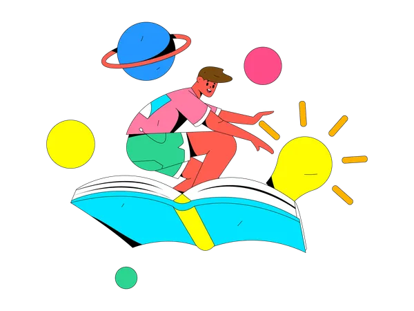 Creative ideas are caught from book reading  Illustration