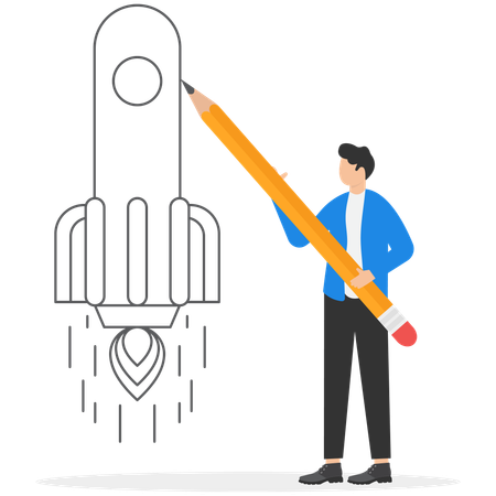 Creative innovation launch symbol as rocket  Illustration
