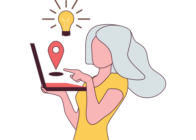 Creative lady developing location service  Illustration