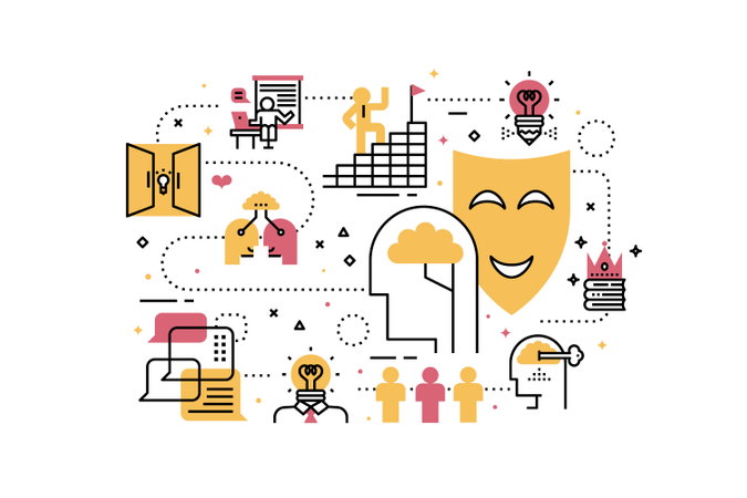 Creative learning line icons illustration  Illustration