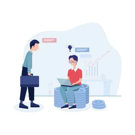 Creative man hiring an employee for making more money  Illustration