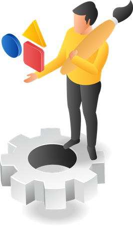Creative man thinking about design shape  Illustration