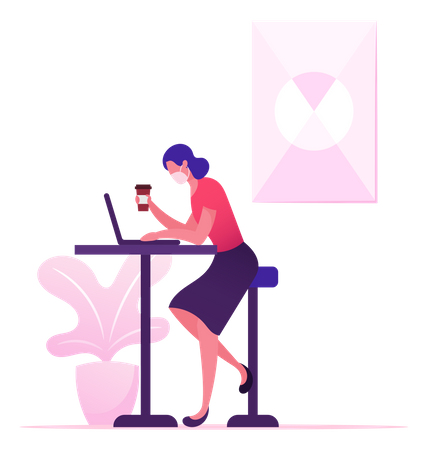 Creative Office Worker Or Freelancer  Illustration