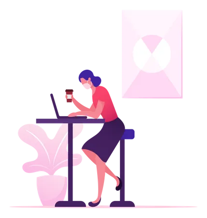 Creative Office Worker Or Freelancer  Illustration