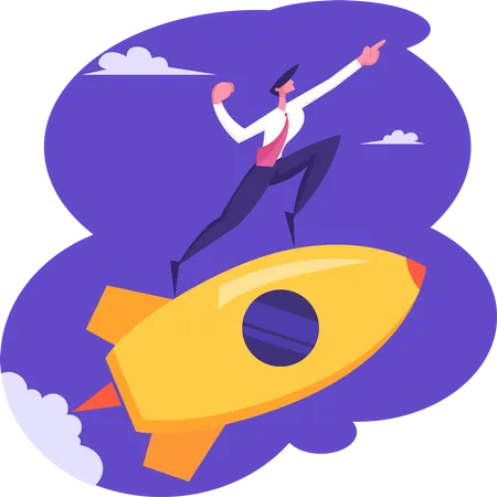 Creative Startup Rocket Launch Illustration