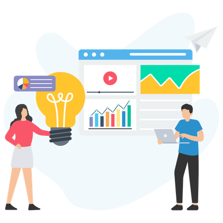 Creative team analyze business data  Illustration