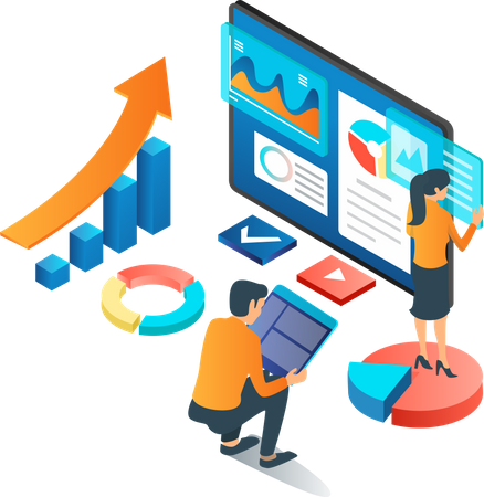 Creative team doing data analysis  Illustration