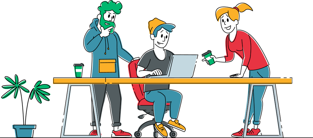 Creative Teamwork Process in Office Illustration