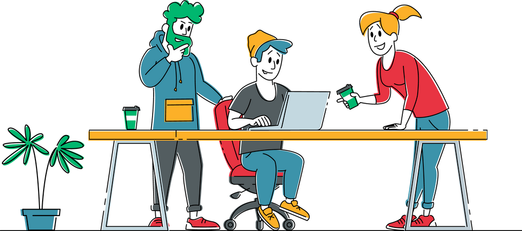 Creative Teamwork Process in Office  Illustration