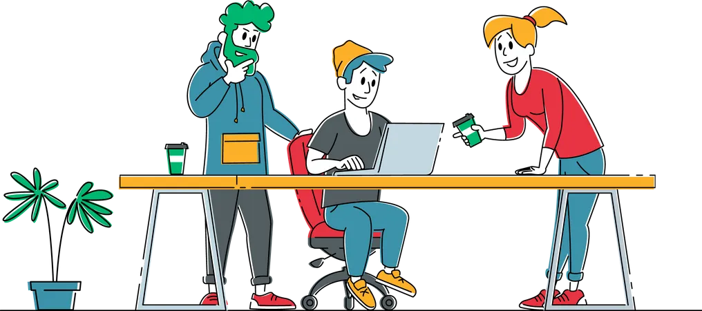 Creative Teamwork Process in Office  Illustration