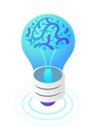 Isometric Flat Brainstorm Ideas Vector Illustration Brain In Light Bulb Lamp Generate Think Creative Innovation Idea Isometry 3 D Concept Illustration
