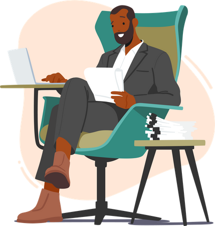 Creative writer sitting on armchair  Illustration