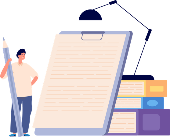 Creative writer writing on notepad  Illustration