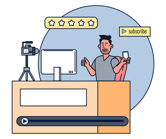 Creator doing online product review Illustration