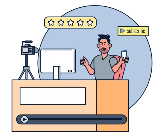 Creator doing online product review  Illustration