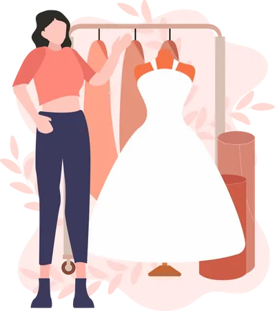 Créateur de mode dames avec robe de mariée  Illustration